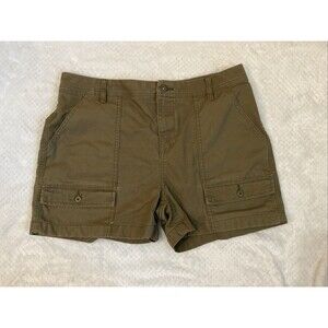 REI Trailsmith Hiking Canvas Shorts Olive Green Womens 14